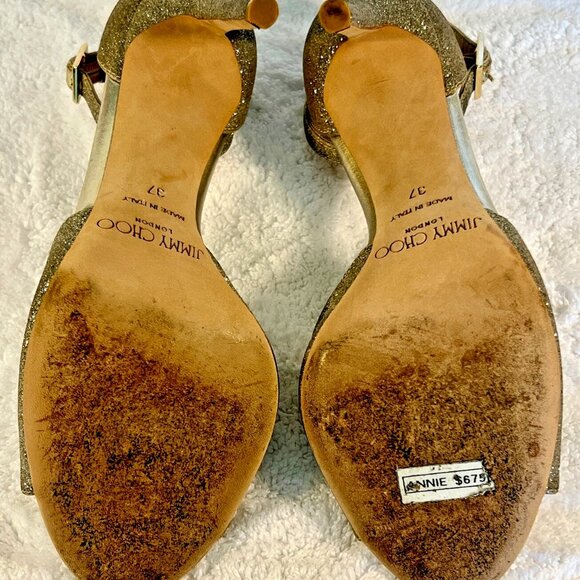 Jimmy Choo Annie 85 Glitter Sandals - Picture 5 of 9